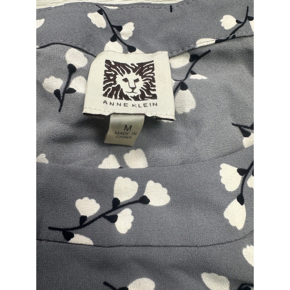 Anne Klein Women's Sleeveless Floral Print‎ Top Size Medium Grey White - Picture 3 of 3
